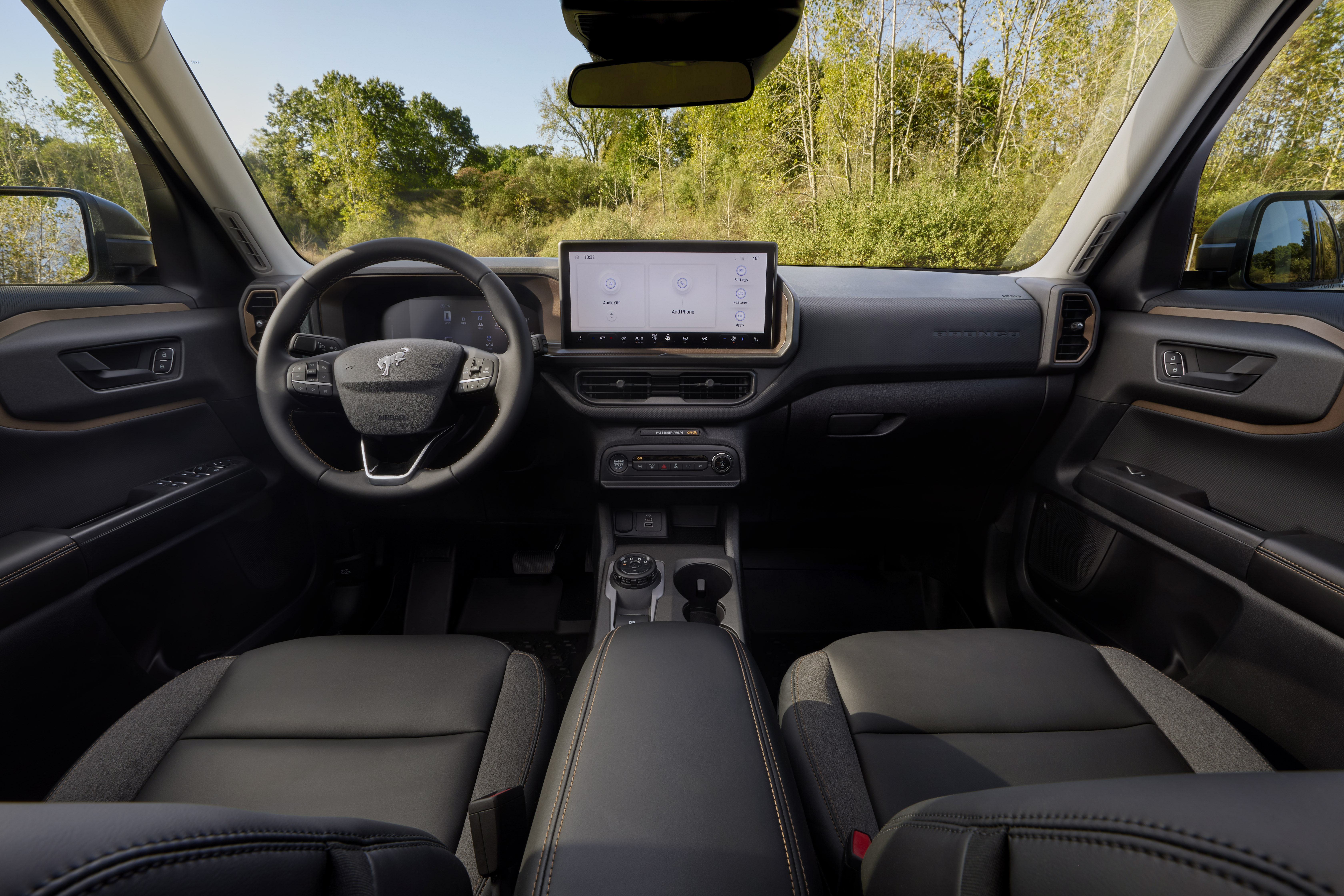 Ford Bronco interior with bronze details